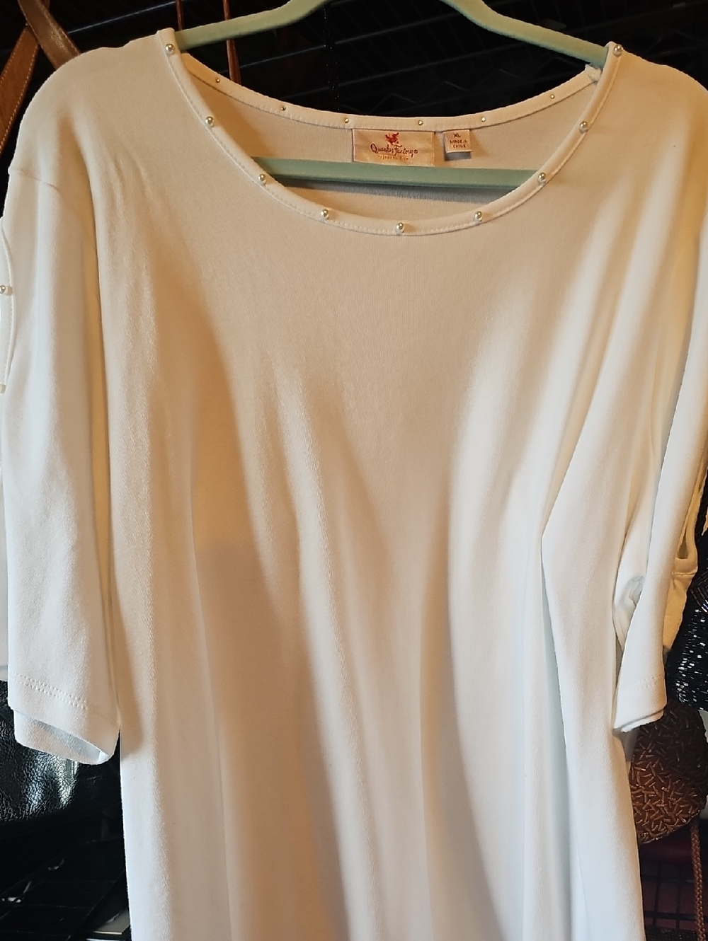 Quacker Factory Ivory Pearl-Trim Tunic